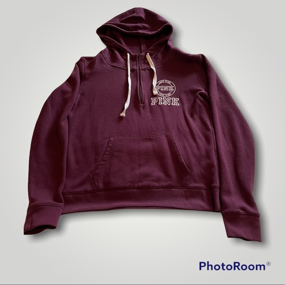 PINK quarter zip pullover hoodie - Picture 1 of 5